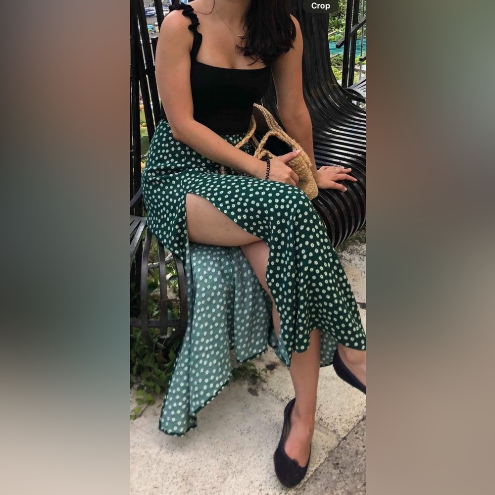 Reformation Green Maxi A-line Skirt with Pleats for Casual Wear